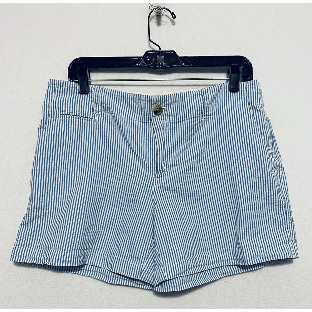 Vineyard Vines Womens Seersucker Shorts Pockets Blue White Classic 5" Size 10